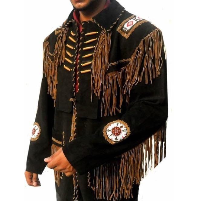 Beads Western Cowboy Suede Leather Jacket, Fringes Cowboy Jacket - Image 4