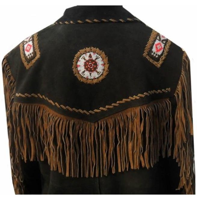 Beads Western Cowboy Suede Leather Jacket, Fringes Cowboy Jacket - Image 3