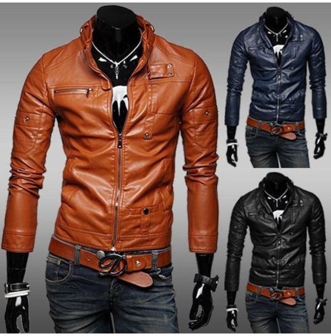 Black Color Leather Jacket Men's, Slim Fit Biker Jacket, Motorcycle Jacket - Image 4