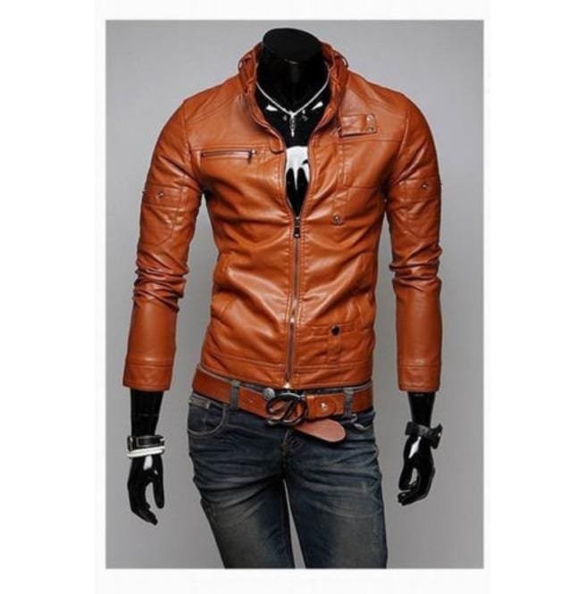 Black Color Leather Jacket Men's, Slim Fit Biker Jacket, Motorcycle Jacket - Image 3