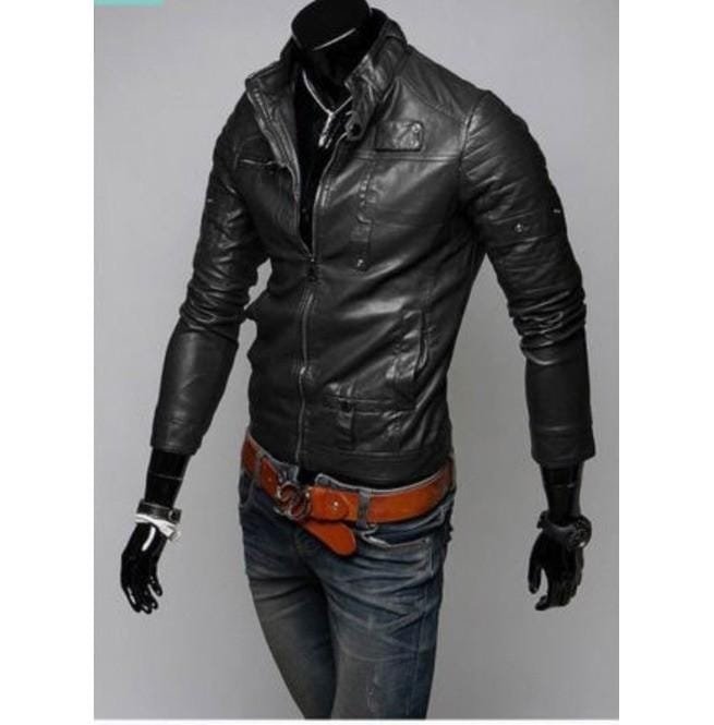 Black Color Leather Jacket Men's, Slim Fit Biker Jacket, Motorcycle Jacket