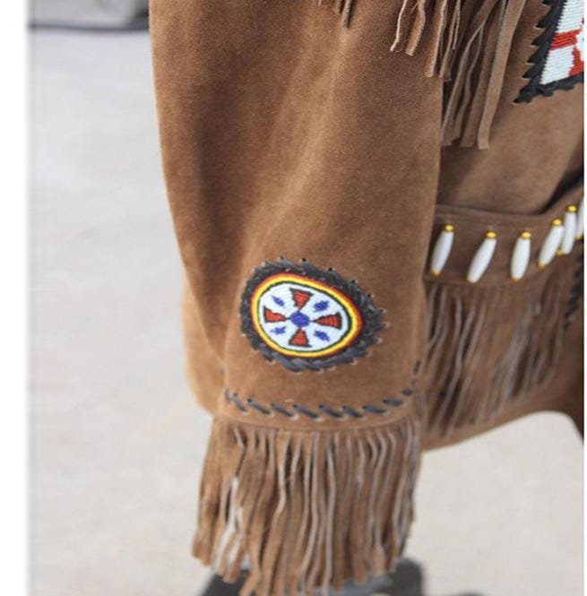 Brown Cowboy Suede Leather Jacket,New Cowboy Style Suede Jacket With Fringe - Image 6