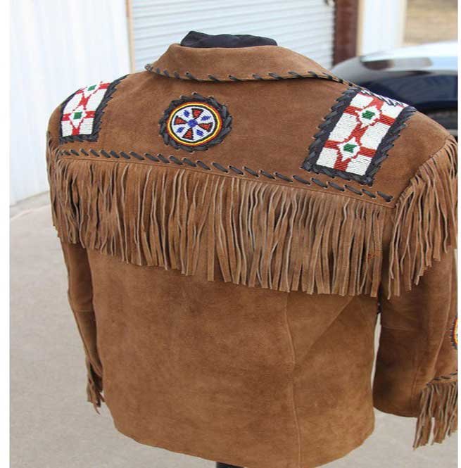 Brown Cowboy Suede Leather Jacket,New Cowboy Style Suede Jacket With Fringe - Image 5
