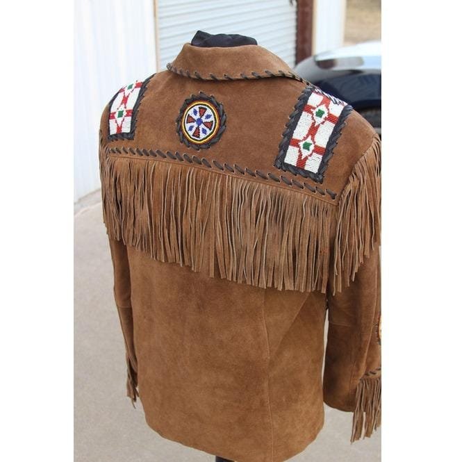 Brown Cowboy Suede Leather Jacket,New Cowboy Style Suede Jacket With Fringe - Image 3