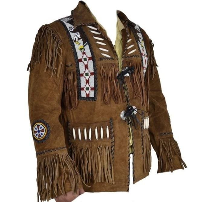 Brown Cowboy Suede Leather Jacket,New Cowboy Style Suede Jacket With Fringe