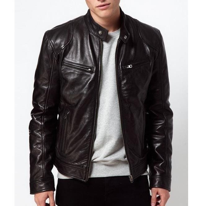 Christmas Collection Soft Lambskin Leather Mens Bomber Biker Jacket