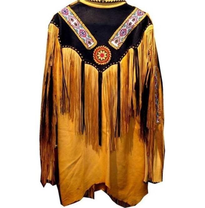 Cowboy Western Leather Jacket, Fringes Beads American Cowboy Jacket - Image 2