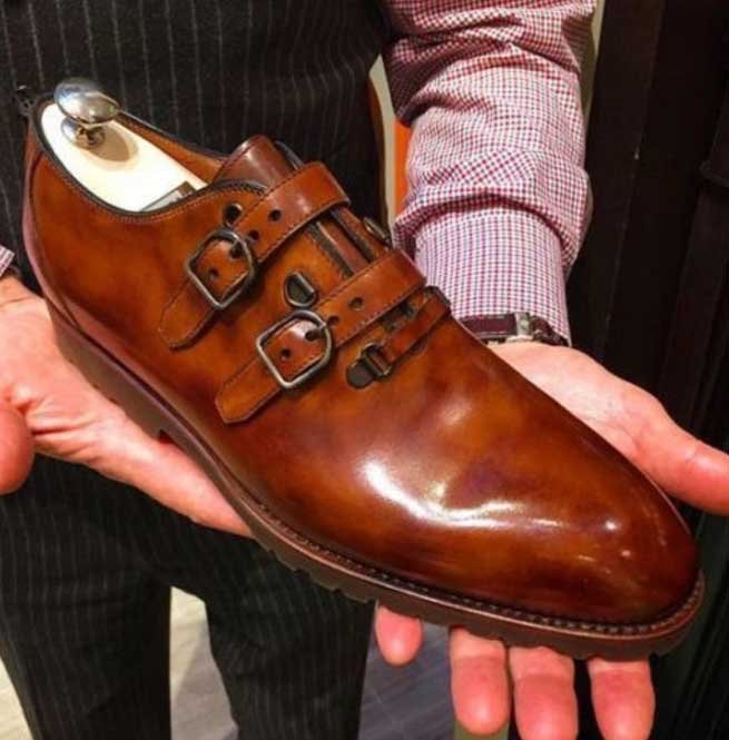 handmade shoes with monk strap