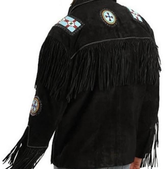 Eagle Beads Western Cowboy Suede Leather Jacket,Suede Jacket,Cowboy Jacket - Image 3