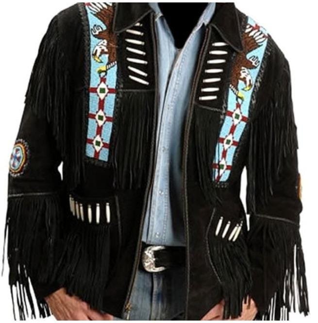 Eagle Beads Western Cowboy Suede Leather Jacket,Suede Jacket,Cowboy Jacket
