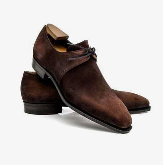 Handmade Brown Suede Dress Shoes For Men's