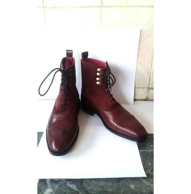 Handmade Burgundy Boots For Men's