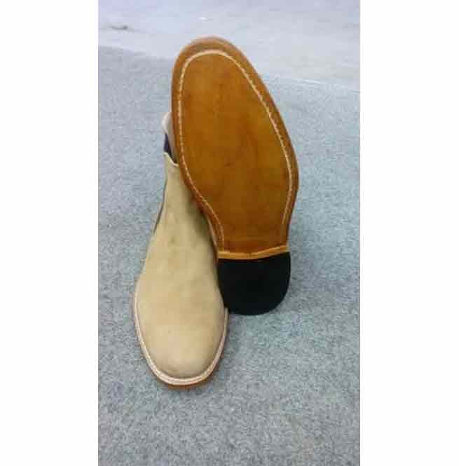 Handmade Men Beige Leather Boots, Chelsea Suede Boot For , Ankle Boot - Image 5