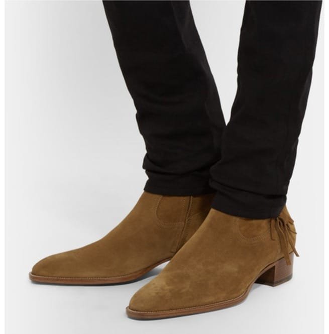 Handmade Tan Color Ankle High Fringed Ankle High Suede Leather Boots, Boots - Image 2