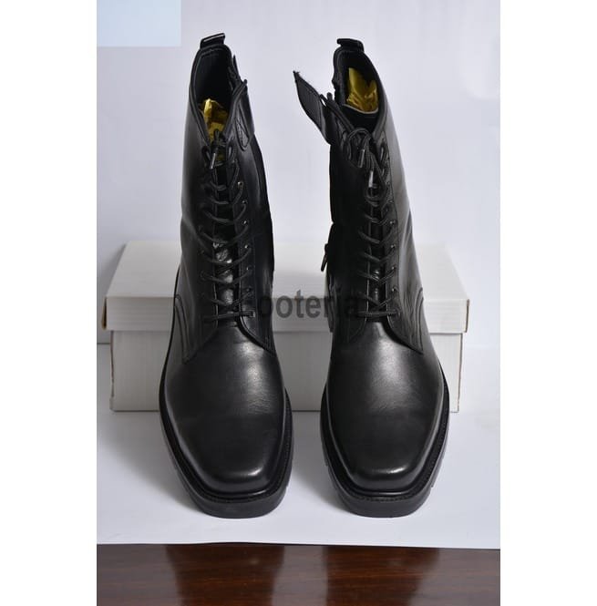Handmade Black Leather Boots, Men Long Boots, Lace Up Boot For