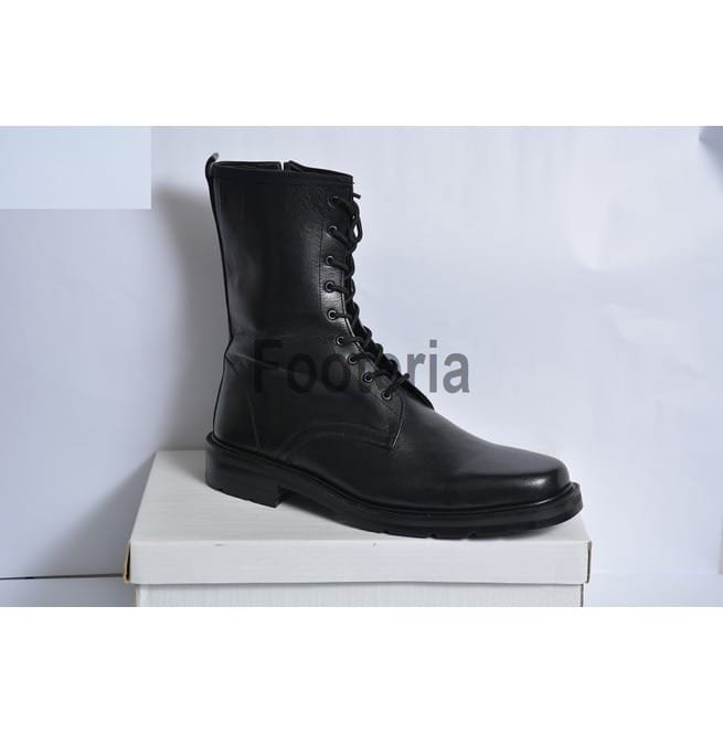 Handmade Black Leather Boots, Men Long Boots, Lace Up Boot For - Image 4