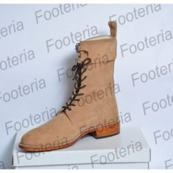 Handmade Men Beige Long Boots, Suede Leather Boot For , Buckled Boots - Image 2