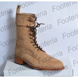 Handmade Men Beige Long Boots, Suede Leather Boot For , Buckled Boots
