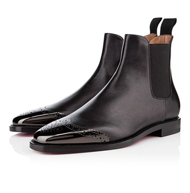 Handmade Men Black Boots, Patent Toe Boots For , Leather Boot