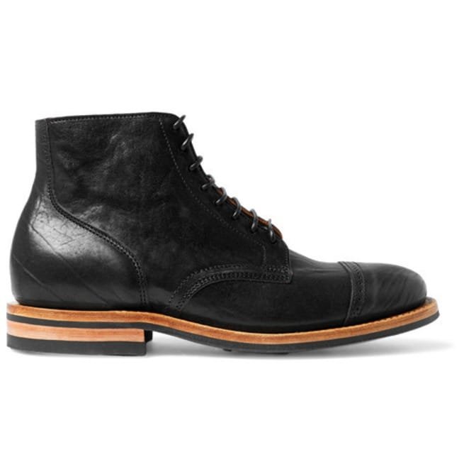 Handmade Men Black Lace Up Ankle High Boot, Black Genuine Leather Boot - Image 2