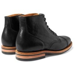 Handmade Men Black Lace Up Ankle High Boot, Black Genuine Leather Boot - Image 4