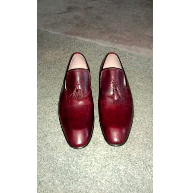 Handmade Men Burgundy Shoes, Mocassin Shoes