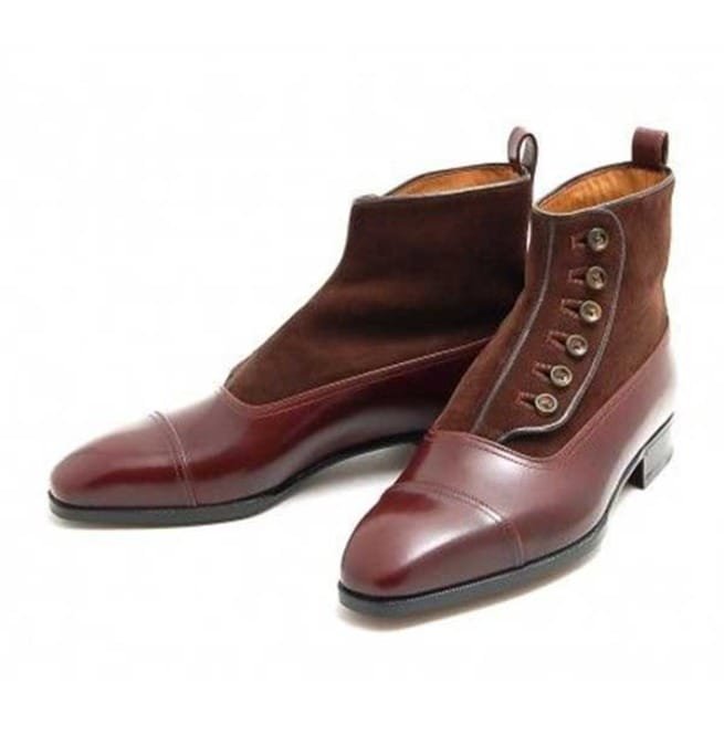 Handmade Men Button Leather Boots, Suede Leather Boot For , Dress Boots - Image 2