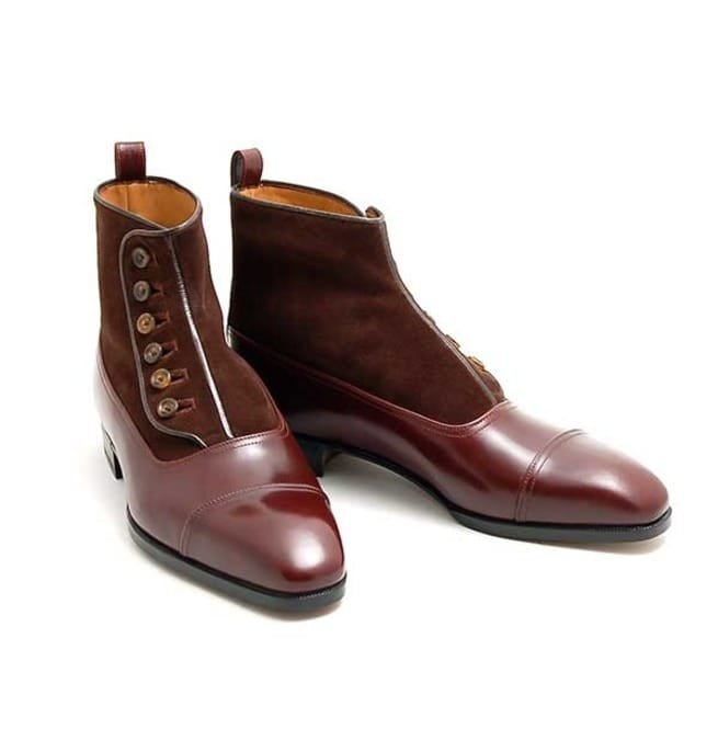 Handmade Men Button Leather Boots, Suede Leather Boot For , Dress Boots
