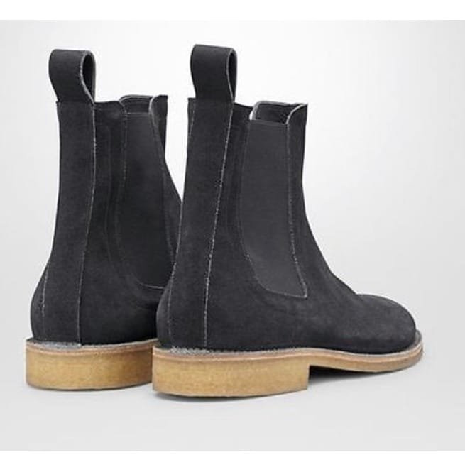 Handmade Men Dark Gray Boots, Suede Leather Chelsea Boot ,Crepe Sole - Image 2