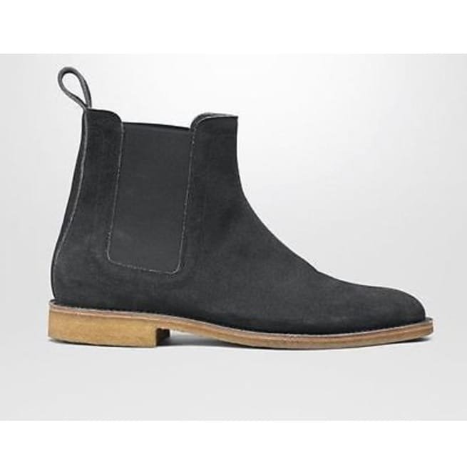 Handmade Men Dark Gray Boots, Suede Leather Chelsea Boot ,Crepe Sole - Image 3