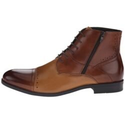 Handmade Men Double Tone Boots, Side Zip Boot, Brown Leather Boots - Image 2