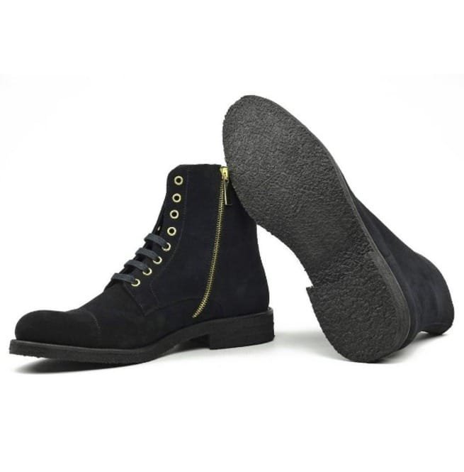 Handmade Men Leather Boots, Suede Leather Boot For , Crepe Sole Zip Boot - Image 3
