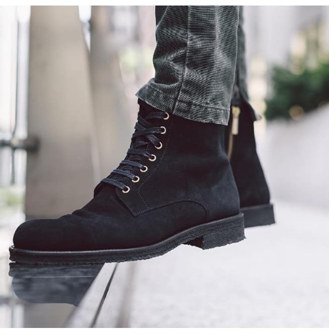 Handmade Men Leather Boots, Suede Leather Boot For , Crepe Sole Zip Boot