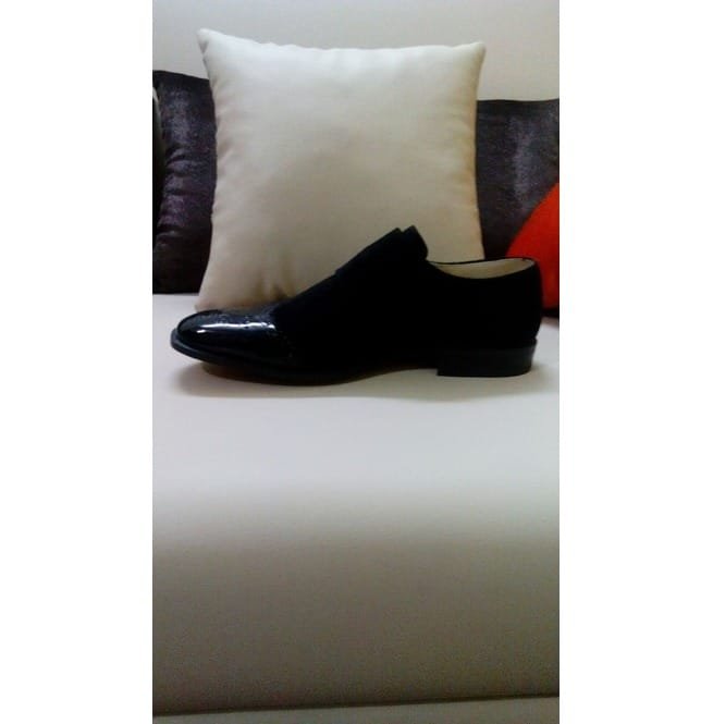 Handmade Men Monk Strap Shoes, Black Patent Tip Leather Shoes - Image 3