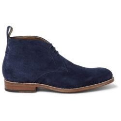 Handmade Men Navy Blue Chukka Real Suede Leather Boot, Genuine Suede Boots - Image 2