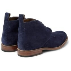 Handmade Men Navy Blue Chukka Real Suede Leather Boot, Genuine Suede Boots - Image 5