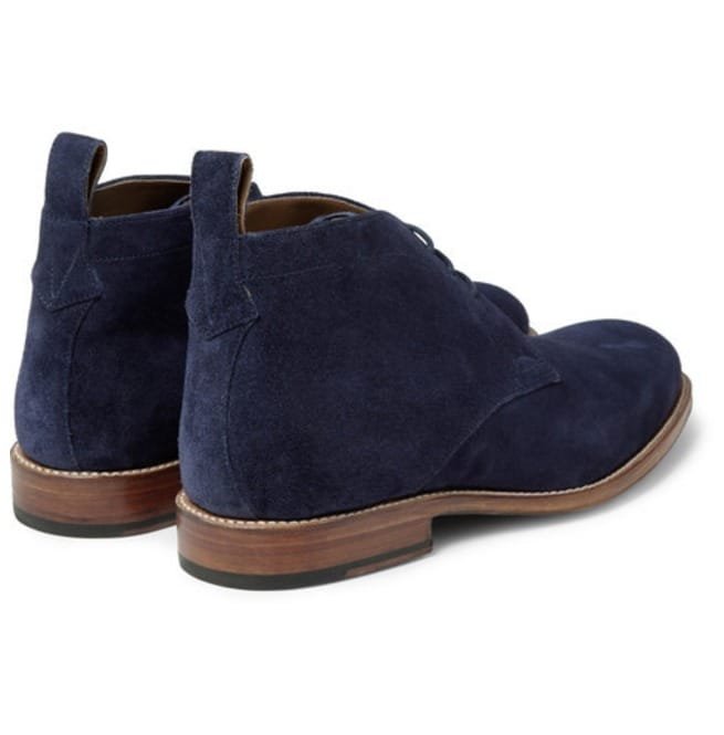 Handmade Men Navy Blue Chukka Real Suede Leather Boot, Genuine Suede Boots - Image 5