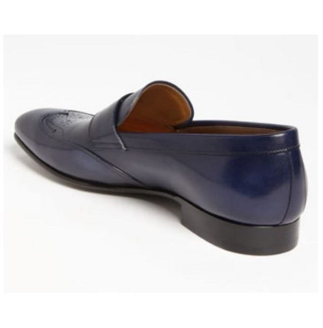 Handmade Men Navy Blue Leather Shoes, Moccasin Shoes For , Leather Shoes - Image 2