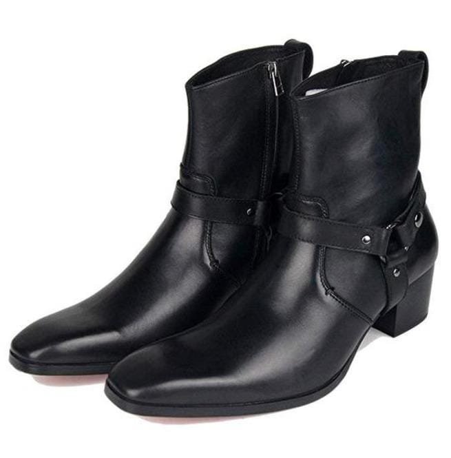 Black Leather Ankle Boots, Handmade Men Ankle Designer Fashion Boot - Image 3