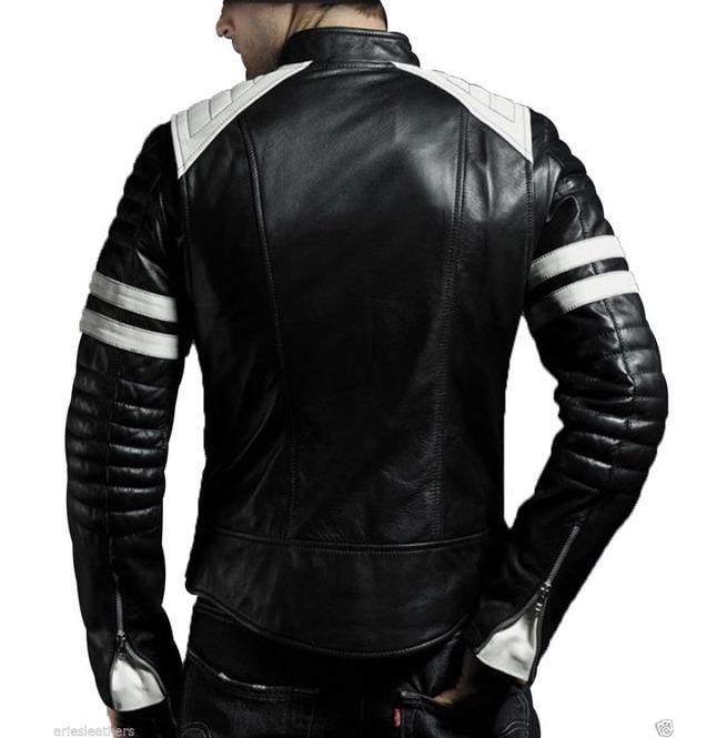 Man Black Biker Jacket, Mens Leather Jacket, Black Biker Leather Jacket - Image 2