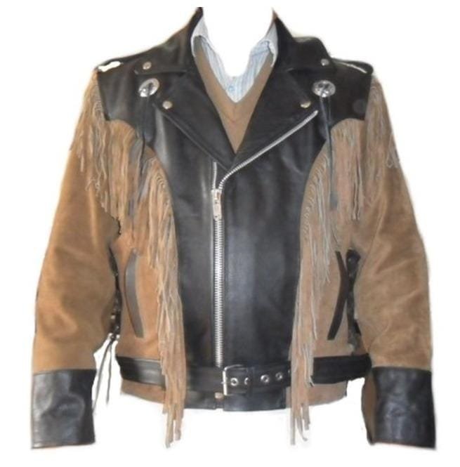 Men 1980's Cowboy Suede And Leather Jacket ,Cowboy Suede Fringe Jackets