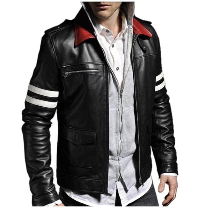 Men Alex Mercer Stylish Embroidery Leather Jacket Mens Fashion Leather Jack - Image 3