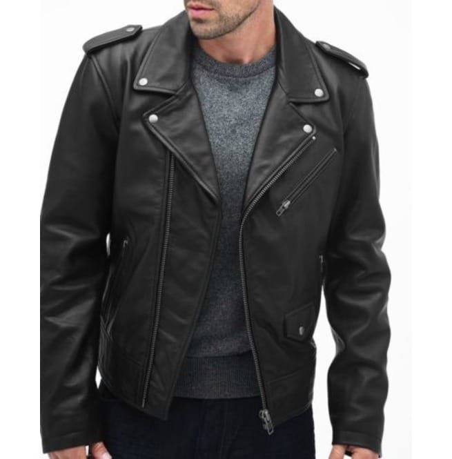 Men Black Biker Leather Jacket, Black Leather Jacket For , Jackets