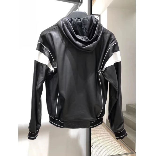 Men Black Hooded Leather Jacket, Leather Jackets, Hooded Jacket For - Image 3