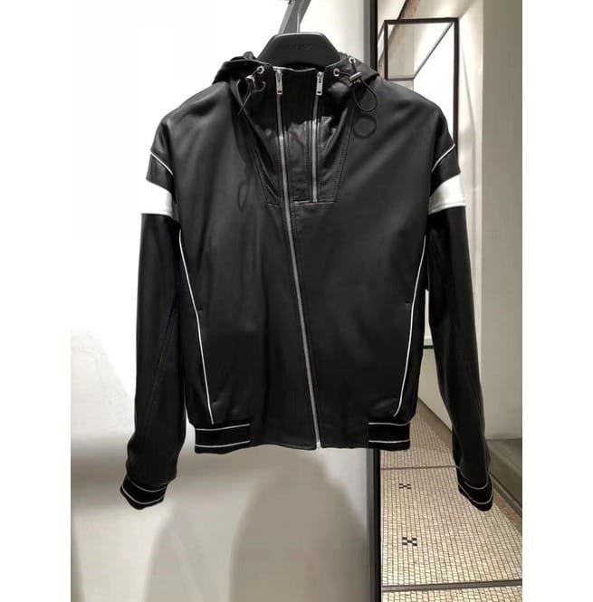 Men Black Hooded Leather Jacket, Leather Jackets, Hooded Jacket For