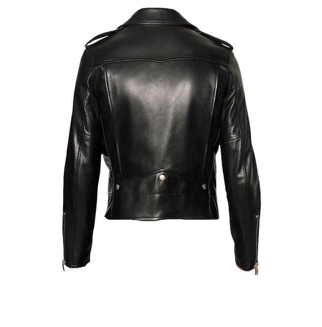 Men Black Motorcycle Leather Jacket, Black Biker Jacket, - Image 2