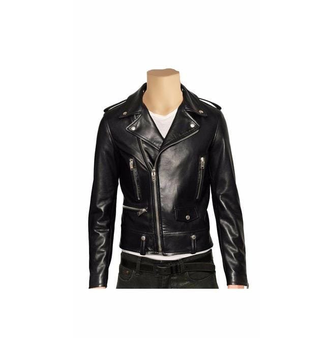 Men Black Motorcycle Leather Jacket, Black Biker Jacket,