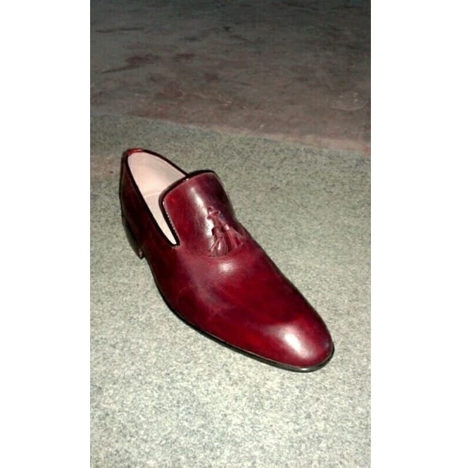 Handmade Men Burgundy Leather Shoes, Mocassin Shoes For , Leather Shoes - Image 4