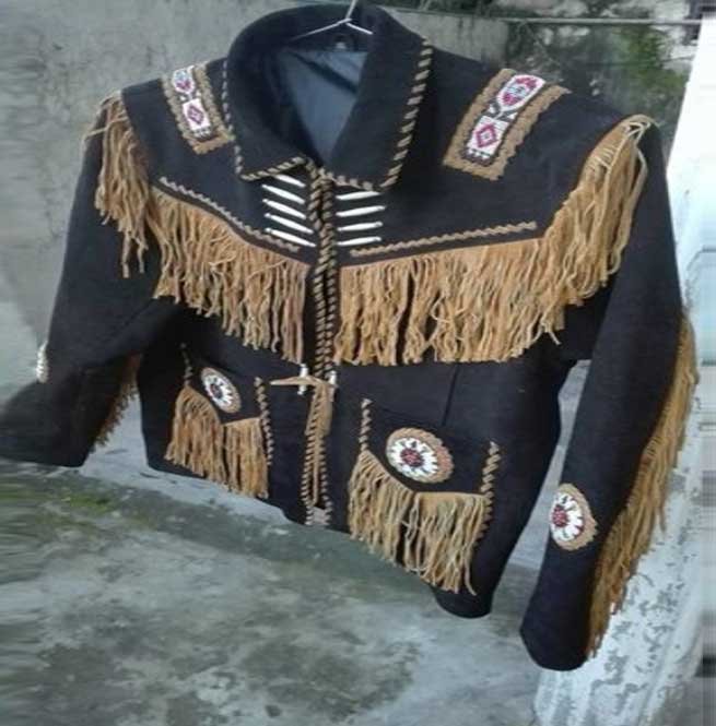 Men Cowboy Suede Leather Jacket ,Cowboy Style Suede Jacket With Fringes