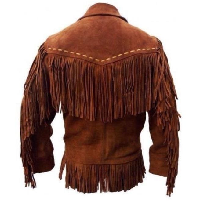 Men Western Suede Leather Jacket ,Tan Cowboy Suede Leather, Cowboy Jacket - Image 2